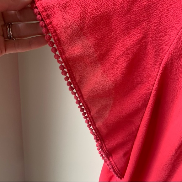 Anthro Meadow Rue pom hem crochet front top - Picture 5 of 8